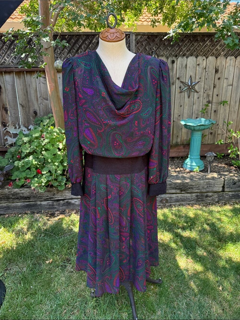 Leslie Fay Paisley 1980s Secretary Style Union Made Women's Size 8